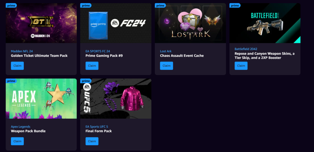 In-game content, free with Prime
