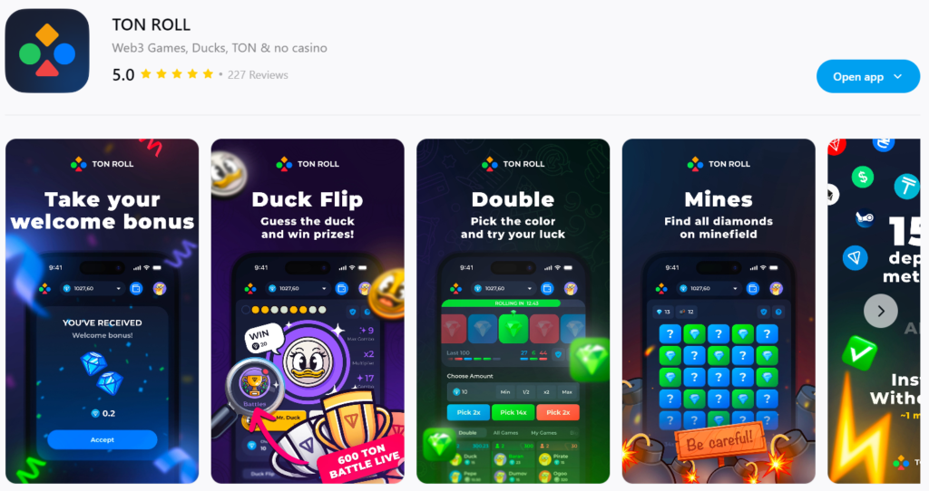 TON ROLL WEB3 GAMES DUCK TON AND NO CASINO